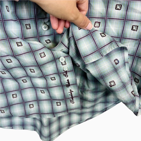 Robert Graham Long Sleeve Shirt Check Print‎ Green Purple Men’s Size Large - Picture 6 of 8